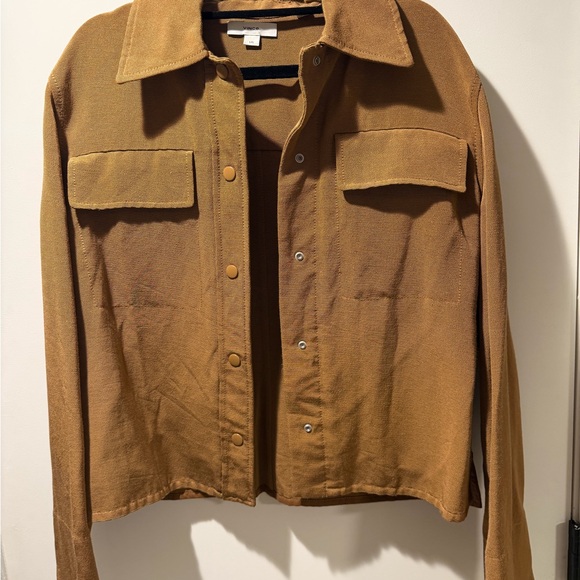 Vince Ribbed Button-Front Jacket in Warm Caramel - Picture 4 of 8